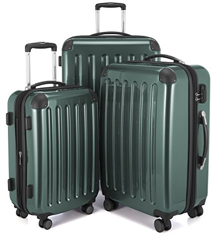 HAUPTSTADTKOFFER - Alex R2 - Juego de 3 Maletas, Maletas rígidas, Trolley, Equipaje de Viaje Mate, Set de Viaje, 4 Ruedas Dobles (S, M y L), Verde Oscuro