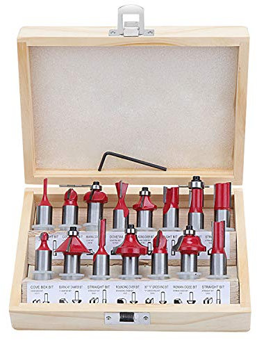 HSEAMALL 15 tlg.Fräser Set 12.7 mm Schaft Fräser für Oberfräse Holzfräser Oberfräsen Zubehör für Holz koffer