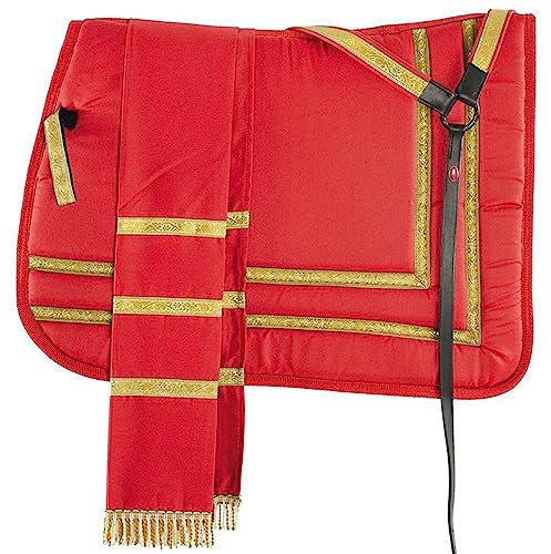 Horses Italienisches Set mit Schabracke/Manta/Brust Rot, Set zum Reiten, Reiten mit Stil und Komfort Tosoni Sattlerei