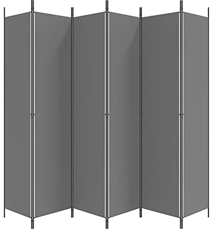 Homgoday Divisorio a 6 Pannelli Antracite 300x220 cm Tessuto, Privacy Divisorio per Ambienti, Pieghevoli Paravento da Interno Separé Divisorio Pannelli Divisori Decorativi per Interni Casa Ufficio
