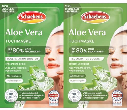 Schaebens Aloe Vera Tuchmaske, 21 g (Packung mit 2)