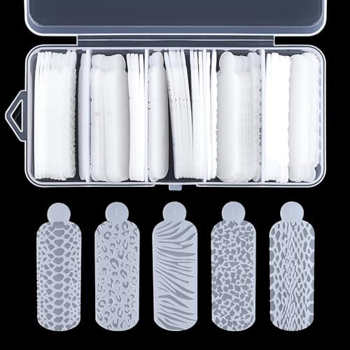 BNG 60 Stück Dual Formen Aufkleber für Nagel Gel Kristalle, Silikonformen, Formen zum Erstellen von Relief Designs auf Nägeln, Wiederverwendbare Duet System Schablone, Dual Form für French-Maniküre