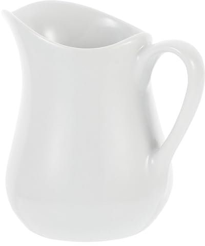 HOLIDYOYO Jarra De Cerámica Con Mango Jarra De Crema De Leche Y Café Para Servir De 100Ml De Salsa Cremas De Porcelana Blanca Para Espumar Leche De Crema