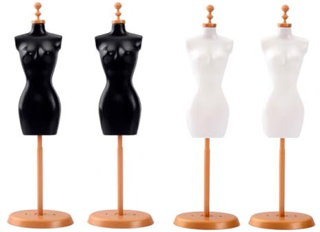 LEEQ 4pcs Schneiderpuppe Weibliche - Puppenkleid Form Schneiderbüste Damenbüste Schaufensterpuppe Puppenkleid Displayhalter Mannequin Modell Puppenständer für DIY Puppenhaus Deko