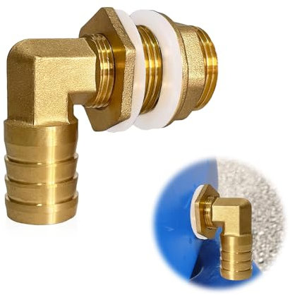 Riisoyu Tankverschraubung, 3/4 IG 1 AG Regentonnenanschluss Schlauchtülle 25mm Schlauch Barb Kupplung Anschluss 90 Grad Winkel Hose Barb mit 2 Dichtungen für Rohr Regentonnendurchführung