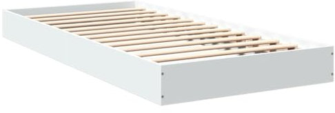 vidaXL Bettgestell, Bett Einzelbett für Schlafzimmer, Bettrahmen mit Lattenrost, Schlafzimmerbett Modernes Design, Weiß 75x190cm Holzwerkstoff