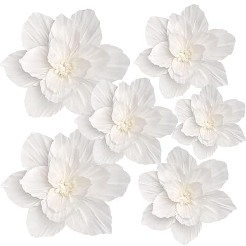 Mrltau 6 Stück Papierblumen Deko zum Aufhängen - Set für Hochzeit, Geburtstag, Tischdeko, Babyparty und Gartenparty