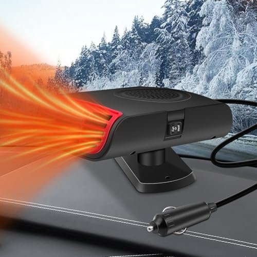 KAOLALI 2025 New Upgrade 12V 150W Car Heater, 2 in 1 Fast Heating & Cooling Fan Defrost Defogger, Portable Car Heater That Plugs into Cigarette Lighter, with 360° Rotatable Base, for Cars,Trucks