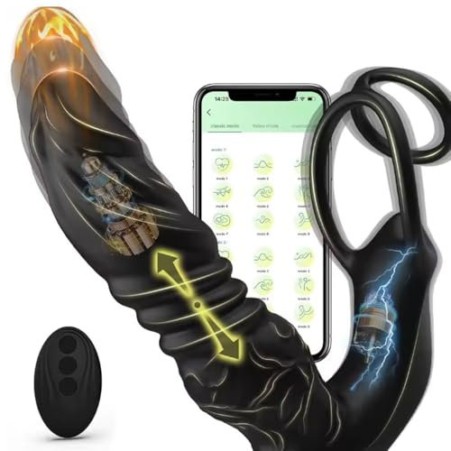 Thrusting Dildo Vibrator for Men Prostate Massager Anal Vibrators APP+Remote Control 5in1 Vibrating Anal Plug with Cock Ring