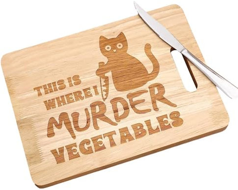 Planche à découper en bois Halloween - Planche à découper avec motif et couteaux | Plateau en bois pour découper, trancher et hacher, parfait pour la décoration de cuisine festive