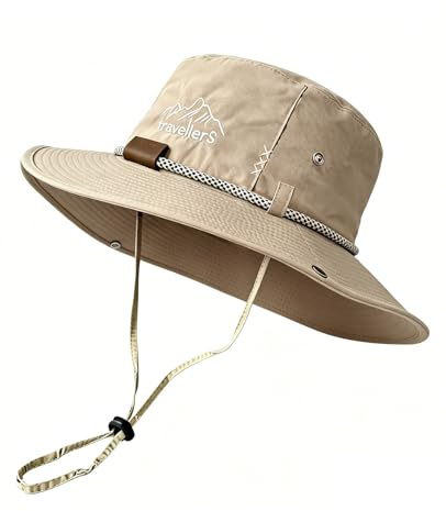 JFAN Chapeau de Soleil Homme Femme Imperméable Protection UV Chapeau Pêche Large Bord Extérieur Randonnée Camping Kaki