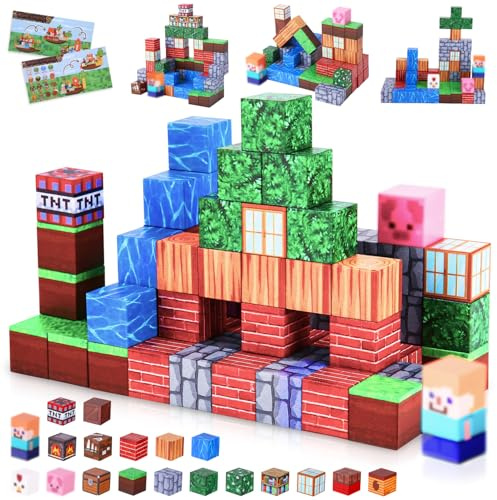Costruzioni Magnetiche Blocchi 100Pezzi, Blocco Magnetico Giocattolo Magnetiche, Giocattoli Magnetici Creativi Montessori, 3 4 5 6 7 Anni Ragazzo e Ragazza Magnetic Building Blocks Regali di Bambini