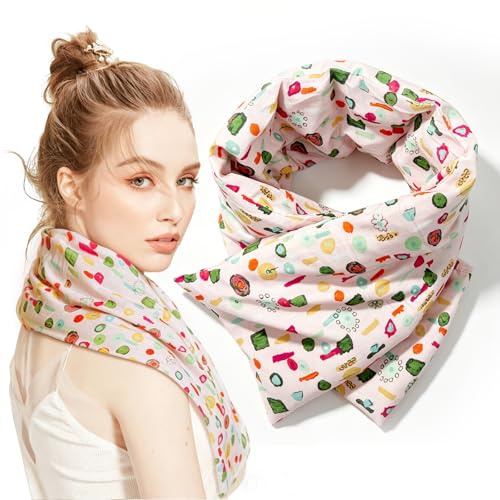 uncn Körnerkissen 68x11cm, 800g - Geteiltes Fächerdesign mit Gänseblümchenstickerei | Groß Wärmekissen Mikrowelle Für Nacken Schulter, Rote Rose
