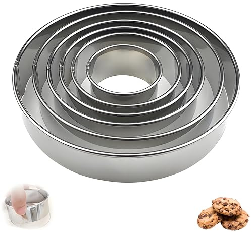 6PCS Round Cookie Cutters Set, Pastry Cutters for Baking Accessories