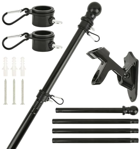 Kit di aste per bandiere da 1,5 m, aste per bandiere da parete per aste da giardino in acciaio inox con staffa per bandiera del Regno Unito, asta per bandiera per interni ed esterni, asta da parete