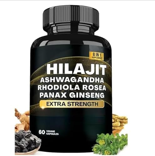 Supplément shilajit pur avec ashwagandha, ginseng, supplément 8 en 1
