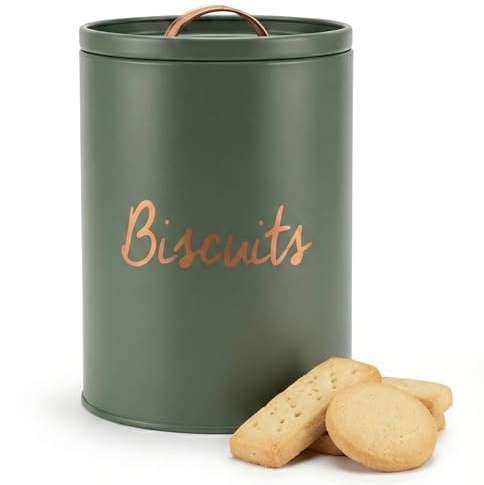 Besto Lata hermética para galletas | Barril de galletas de hiedra con tapa de metal y sello hermético | Bote de galletas y tarro para almacenar galletas y bizcochos | Capacidad aproximada de 2,7