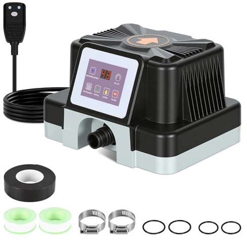 Vkechh Poolheizung, 3KW Poolheizung Elektrisch mit FI-Schutz & Kippschutz, Digitalanzeige, Wasserdichtes Gehäuse, für Oberirdische Pools bis 3 m³, 32-38 mm Anschluss