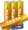 VARTA Pilas AAA, paquete de 4, Longlife, Alcalinas, 1,5V, aptas para mandos a distancia, despertadores, radios, relojes de pared, Made in Germany