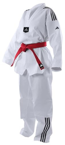 adidas Dobok Adiclub 3S - weisses Revers Taekwondo-Anzug (170)