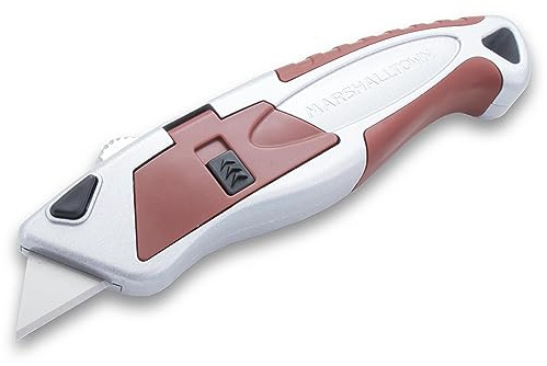 Couteau à tapis Marshalltown, cutter avec manche Durasoft, longueur : 165 mm, en acier