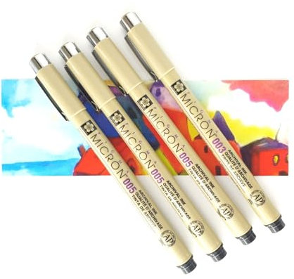 PIGMA MICRON Sakura 005 (0.20mm) Filzstifte, Schwarz, 3 Stück UND 1 PCS 003 und 1 carte offert