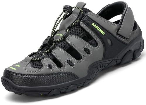 SAGUARO Trekking & Wandersandalen für Herren Damen mit Geschlossene Zehe Sommer Outdoor Sport Sandalen Bequem Atmungsaktiv Trekkingsandalen Grün 40 EU