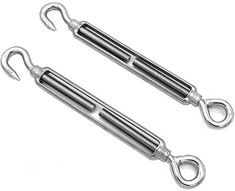 Packung mit 2 NUZAMAS M12 Haken & Ösen, Passend für Spannschloss C bis O, Edelstahl 304, Hardware-Kit für Drahtseilspannung, für Sonnenschutz, Installation von Zeltmarkisen, Rostschutz