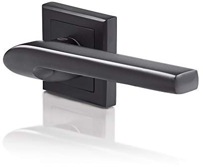 Yale Siena Matt Black Door Handle for Indoor Wooden Door, Stylish Modern Easy Fit Handle with All Fixtures Supplied, Euro Profile Cylinder Keyhole Cover Included