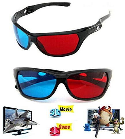 VizGiz 2 Pack Anaglyph 3D Glasses Red and Blue 3D Glasses Universal 3D TV Glasses Red-Blue 3D Movie Viewing Glasses for Anaglyph 3D YouTube Video 3D Book Picture Photo Old 3-D Vision Books Games