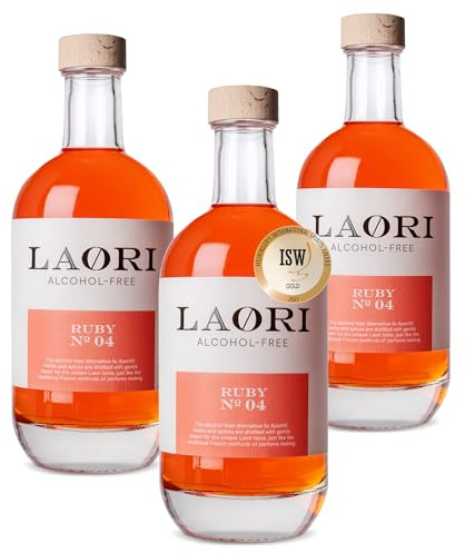 Laori Ruby No 04 Alkoholfreier Aperitif 3x500 ml | Vegan & kalorienarm | Alkoholfreier Spritz ohne künstliche Aromen | Fruchtig-frischer Geschmack | Perfekt für alkoholfreie Cocktails & Longdrinks