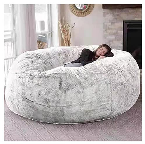 Giant Fur Bean Bag Chair for Adult Living Room Furniture Big Round Soft Fluffy Faux Fur BeanBag (No Padding) Lazy Sofa Bed Cover