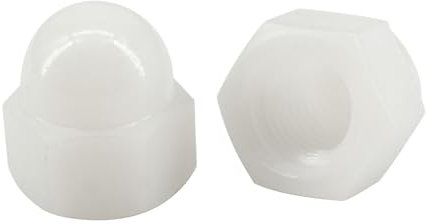(50 Pieces) M8 White Nylon Acorn Cap Nuts Plastic Hex Nut Threaded Dome Nuts