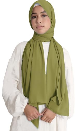 Lina & Lily Damen Hijab Kopftuch Schal aus Medina-Seide (Olivgrün)