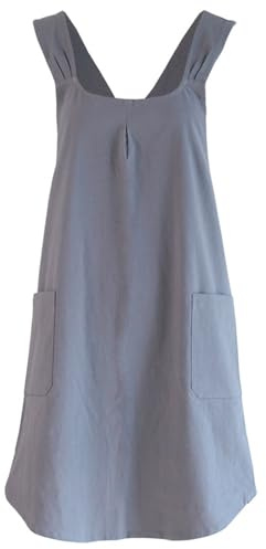 HDGSAFD Delantal Gris de 1 Pieza Sin Babero, Con Tiras Cruzadas Para Restaurante, Cocina y Jardín - Accesorio Para Mujer