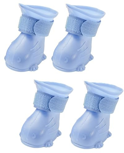 4 Pieces Dog and Cat Rain Boots - TEP Paw Protector Walking Shoes for Puppies and Kittens - Outdoor Waterproof Anti-Slip Shoes With Adjustable Hook and Loop Tape