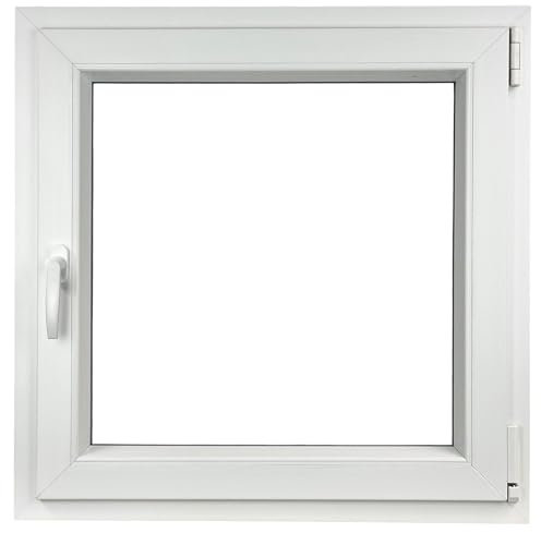 ALUCON Fenster 700x700 mm – Kunststofffenster 70x70 cm – Flügelfenster Innen Weiß/Außen Weiß – DIN Rechts