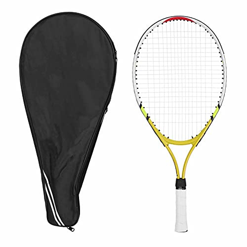 Raquette de Tennis Junior – Raquette de Tennis pour Enfants, Cadre en Alliage d'aluminium avec Une poignée Confortable en PU et Une Housse de Protection en Fil de Raquette, (Jaune)