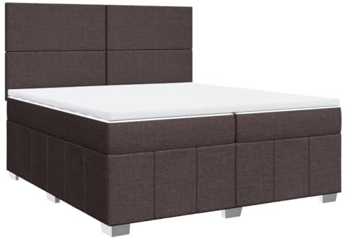 vidaXL Boxspringbett, Doppelbett mit Matratze Matratzenauflage, Bettgestell mit Lattenrost Kopfteil, Polsterbett Bett für Schlafzimmer, Dunkelbraun 200x200cm Stoff