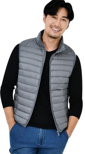 Chaleco Plumas Ligero Hombre Chaleco Plumon para Hombre Acolchado Chalecos Acolchados Hombre Chaleco Guateado Ultraligero de Hombre Abrigo Puffer Chaleco Plumifero Pluma sin Mangas Hombre Gris M