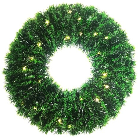 Glac Store Corona Natalizia con LED, 40-45 cm di Diametro, Verde, con Telecomando, Decorazione per Porte e Interni (diametro 40 cm)