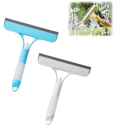 2Pcs 3-in-1 Spray Squeegee with Scraper & Scrubber | Window Cleaning Tool for Shower Glass, Car & Home | Multi-Purpose Cleaning Kit for Kitchen