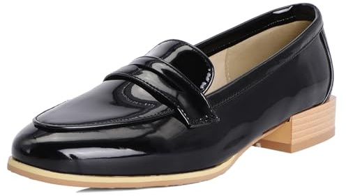 Gicoiz Lavoro Loafer Donna Ufficio Chiuse Davanti Low Tacco a Blocco Pumps Estate Senza Chiusura Comodo Mocassini Casuale Nero Numero 35 EU