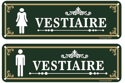 Yuzkouge Plaque en aluminium Vestiaire Home et Vestiaire Femme - Lot de 2 (1 homme + 1 femme), dimensions 25 x 8 cm, avec autocollant