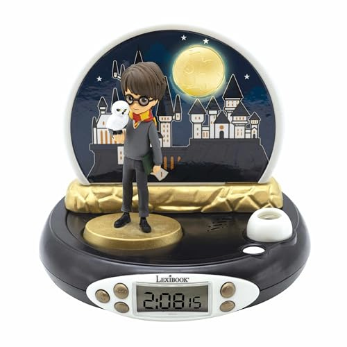 Lexibook Warner, Orologio Sveglia con proiettore Harry Potter, Luce Notturna Integrata, proiezione del Tempo sul soffitto, Effetti sonori, Funzionamento a Batteria, RP500HPLXB