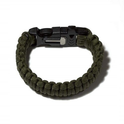 CABLEPELADO - Pulsera de Supervivencia 4 en 1 Verde | Paracord de Emergencia (4m), Arrancador de Fuego y Silbato | Cuerda de Nylon Multiusos para Camping y Senderismo
