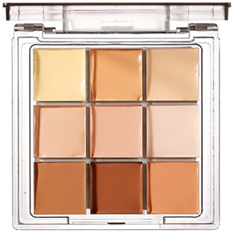 WishesMar Paleta de Corrector Maquillaje 9 Colores Camuflaje Concealer Crema Adecuado para Uso Profesional y Diario #B