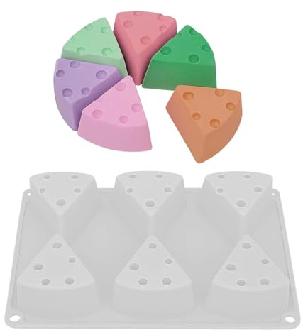 Stampo triangolare in silicone per alimenti con 6 motivi per formaggi fatti in casa e cioccolato, facile da sciogliere
