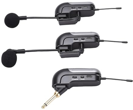 Jectse Micrófono de Acordeón Inalámbrico UHF, Captación de 360 ​​Grados, Sonido Claro, 30 M de Largo Alcance, Duración de la Batería 6 H, con Receptor, para Presentaciones en