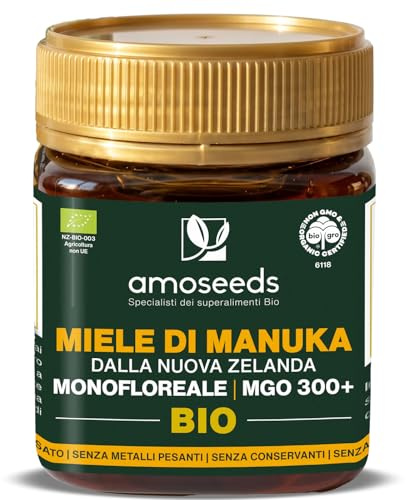Miele di Manuka BIO 250 g | MGO 300+ | Origine Nuova Zelanda certificata | Crudo, non pastorizzato | Miele monofloreale | Consistenza cremosa